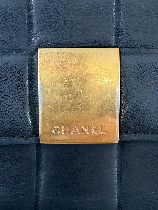 Chanel Vintage Black Lambskin Chocolate Bar Wallet