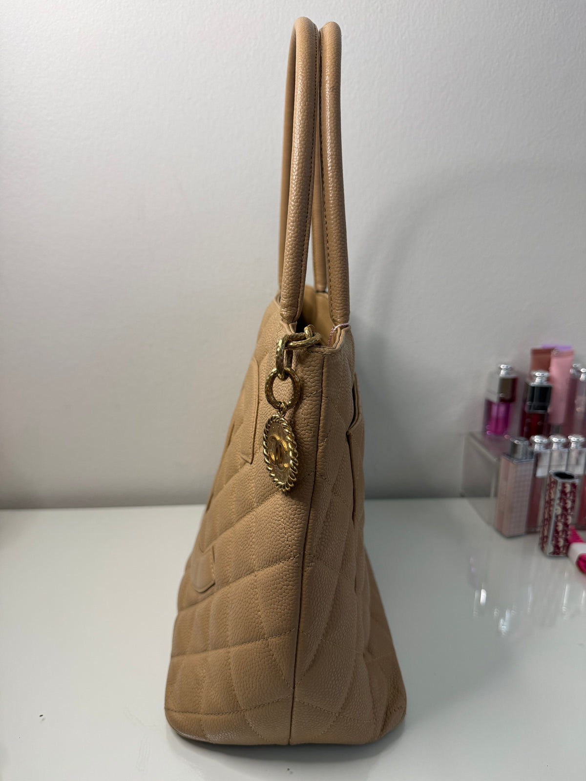Chanel Beige Cavier Medallion Tote