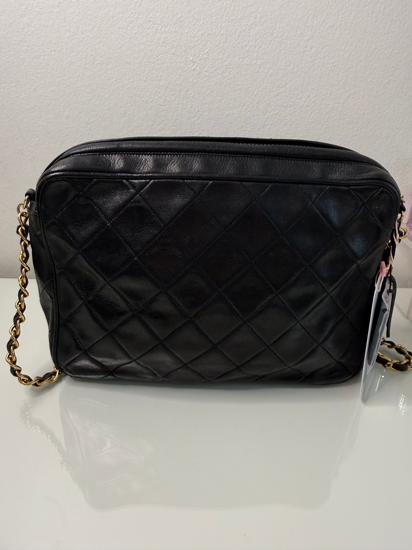 Chanel Vintage Tassel Quilted Black Camera Bag