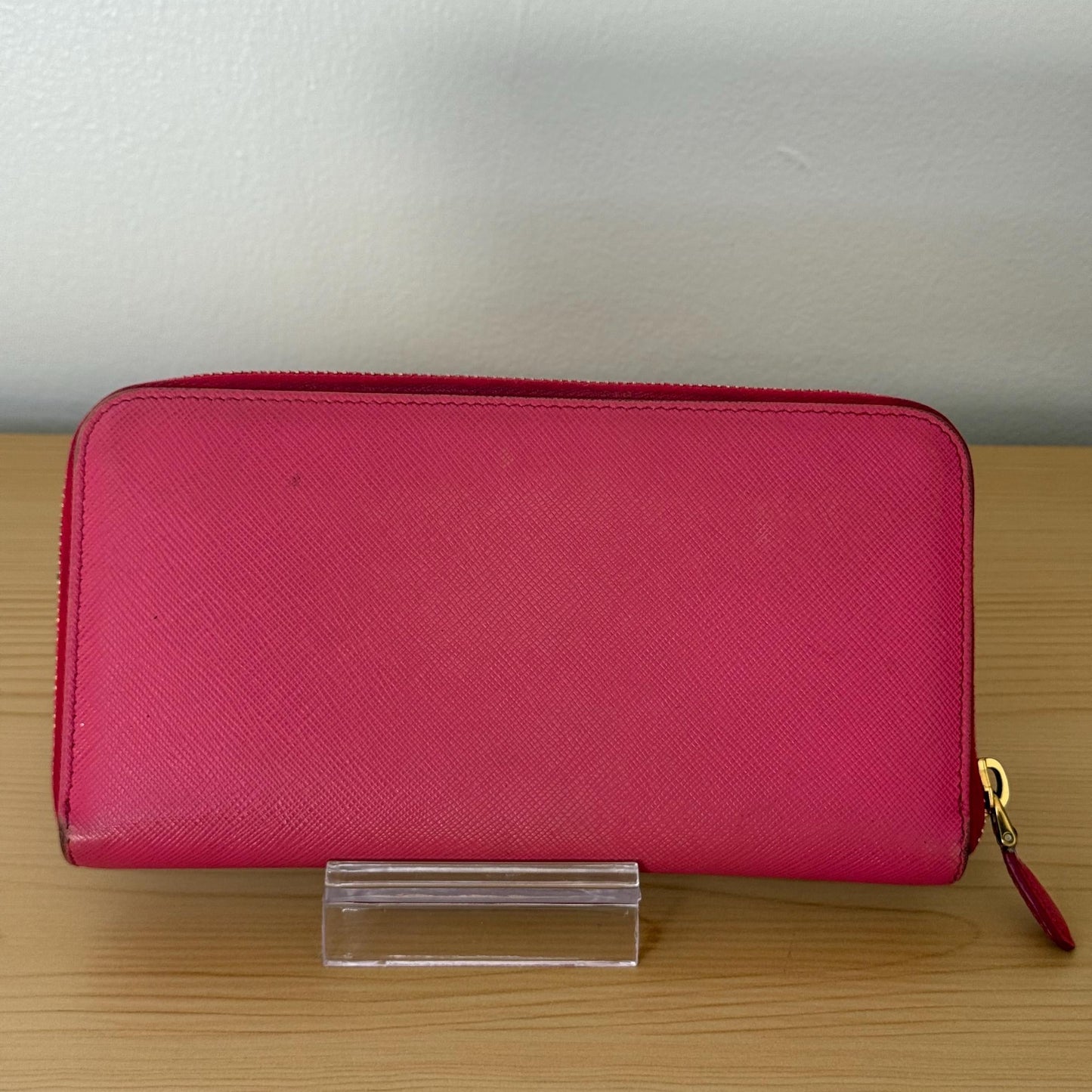 Prada Saffiano Long Zip Around Peonia