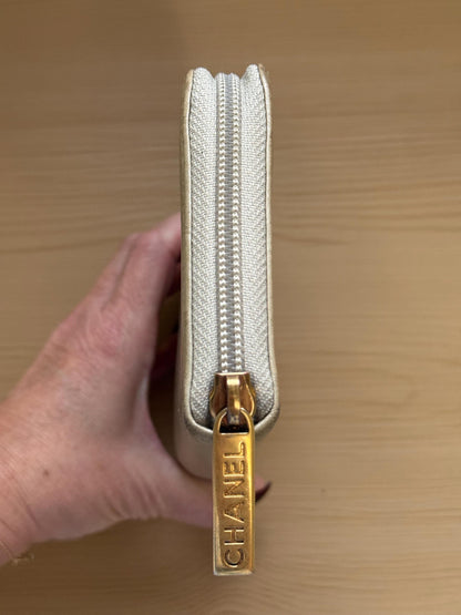 Chanel Metallic Champagne CC Zip- Around