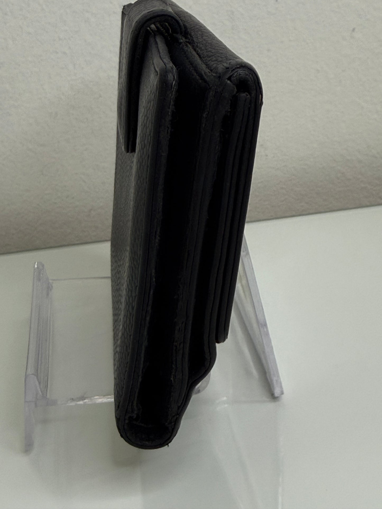Chanel Black CC Compact Caviar Leather Wallet