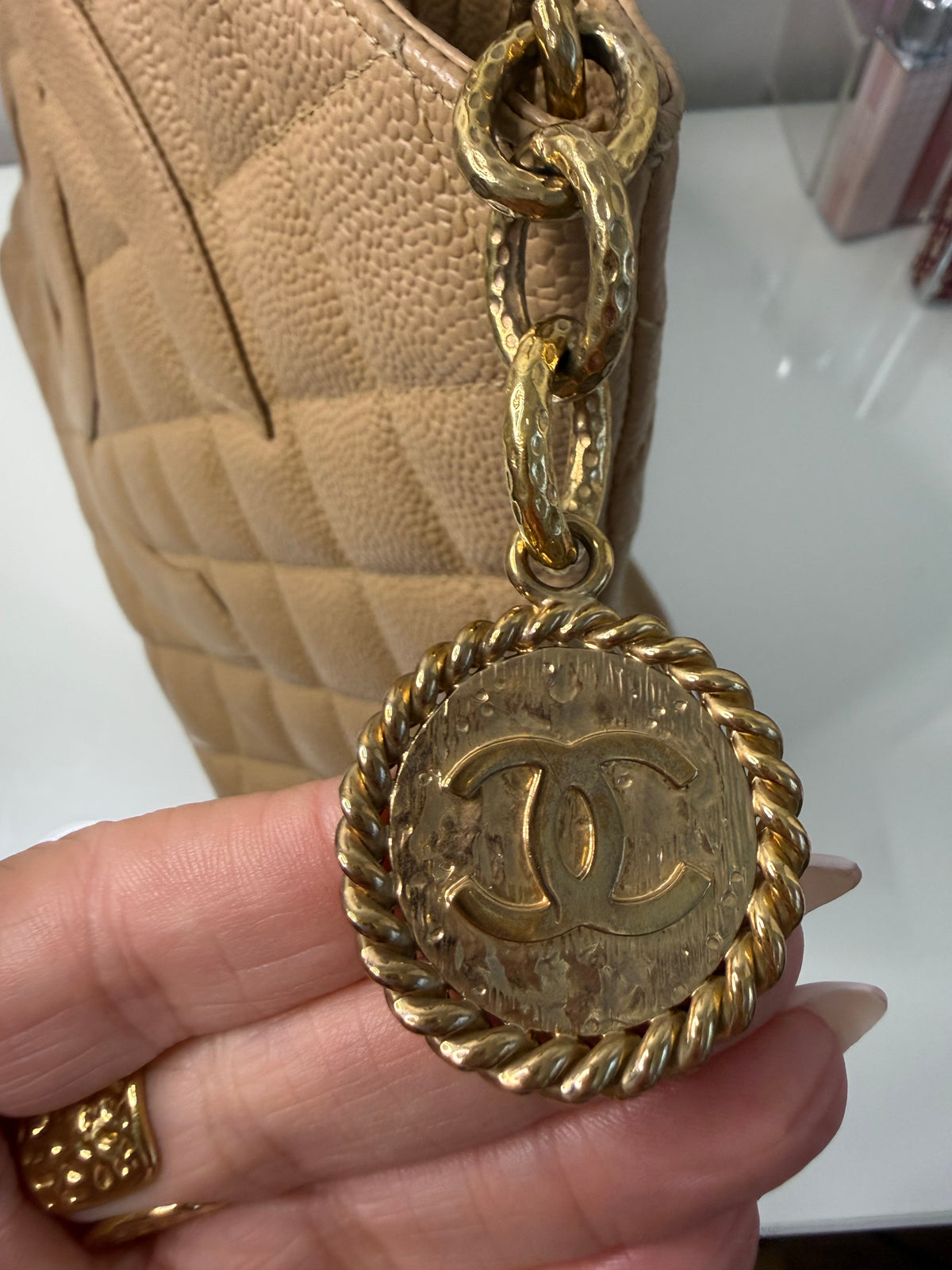 Chanel Beige Cavier Medallion Tote