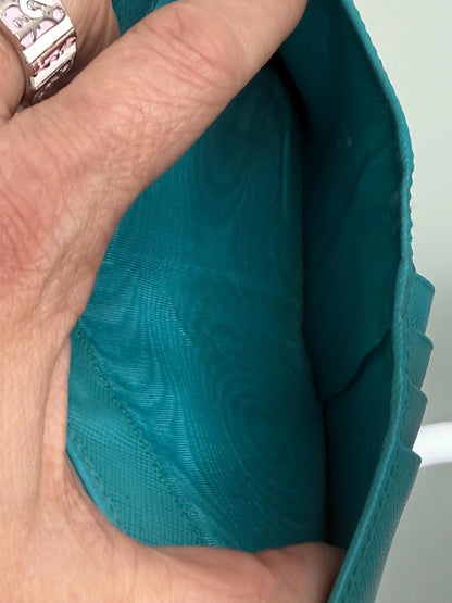 Prada Aqua Blue Saffiano Leather Flap Card Holder