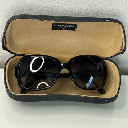 Chanel 5177 C1195 3C Vintage Black Gray Plaid Gradient CC Logo Sunglasses