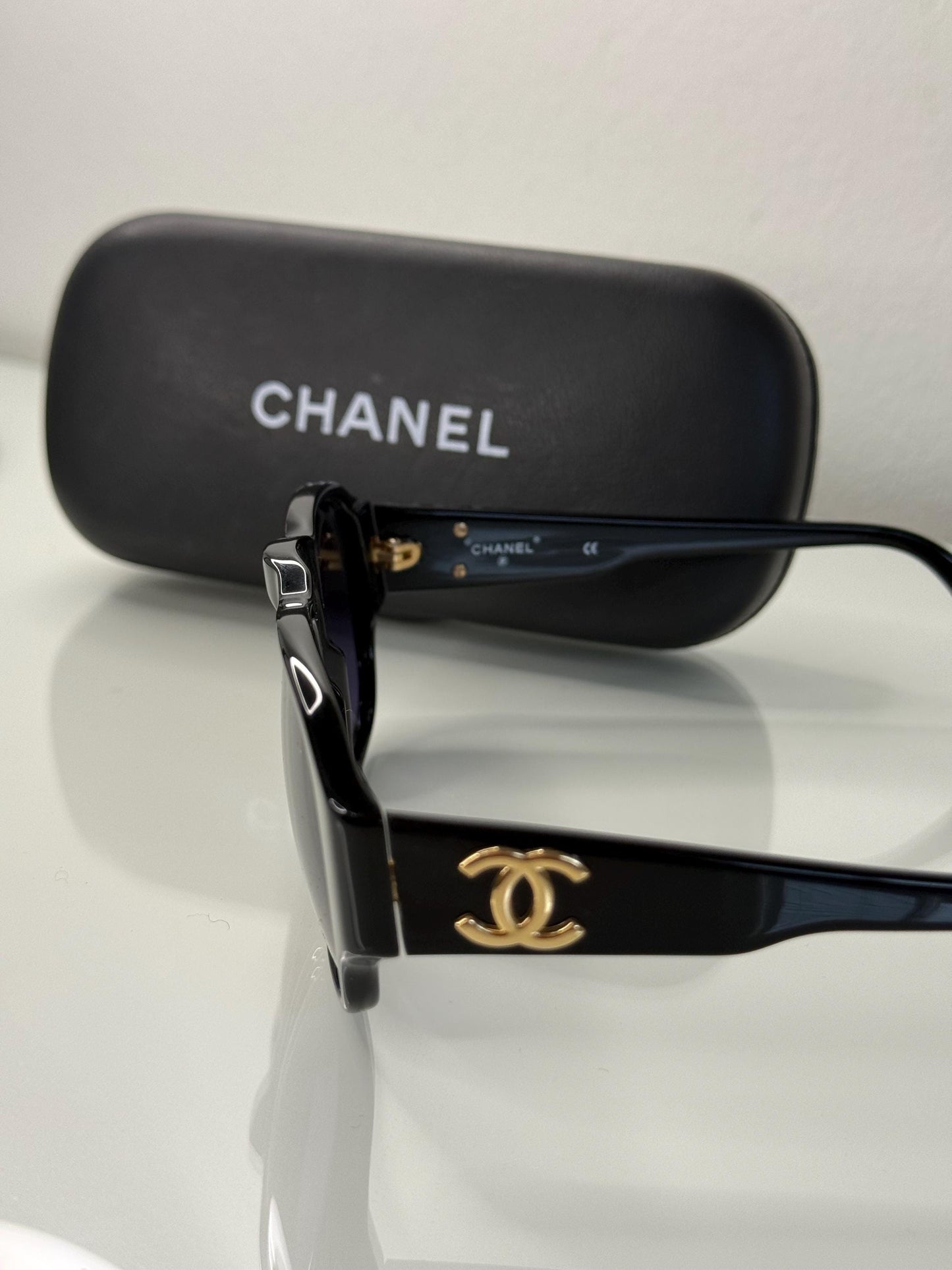 Chanel Vintage Black Sunglasses with interlocking CC Model 01452