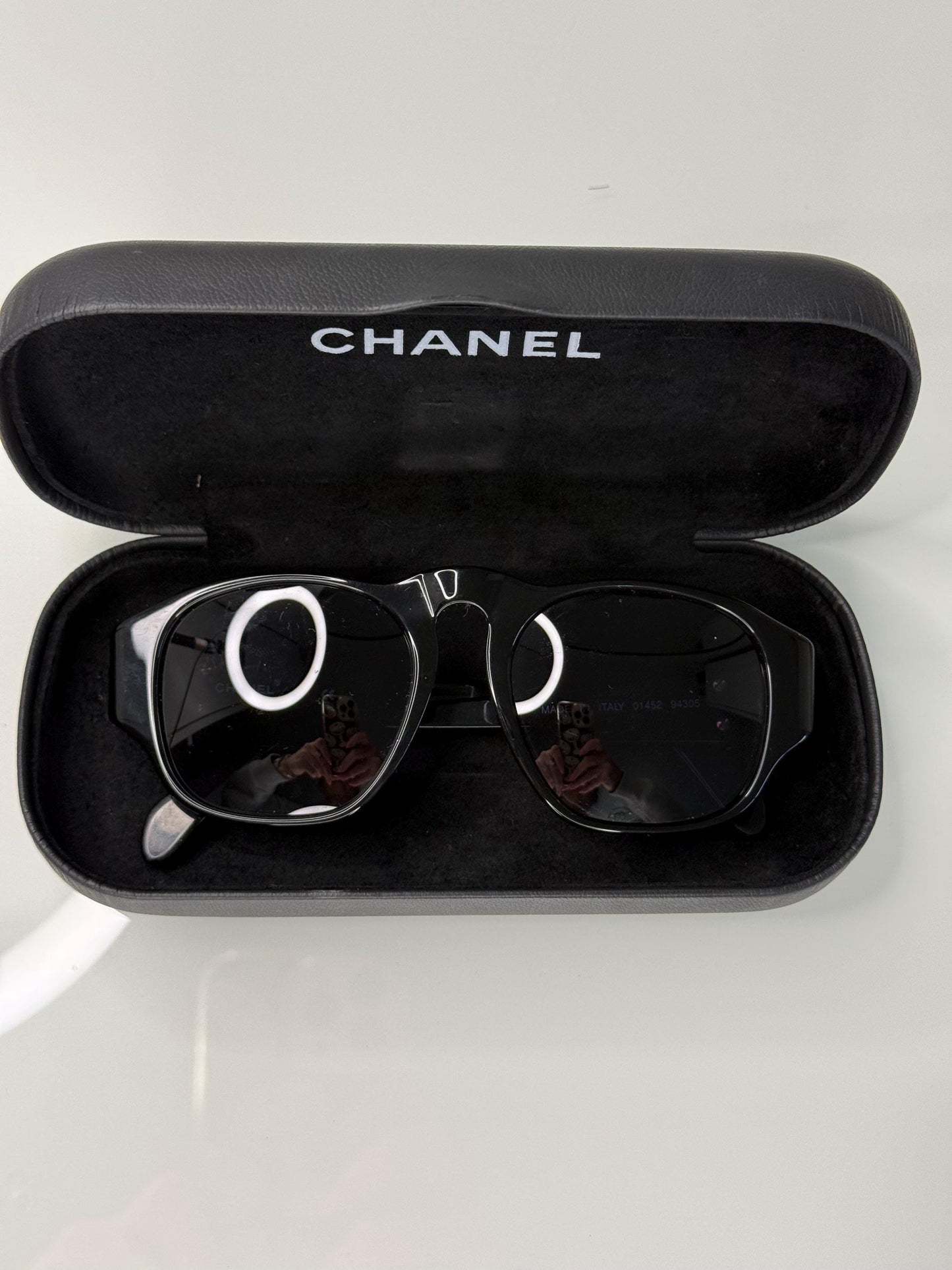 Chanel Vintage Black Sunglasses with interlocking CC Model 01452