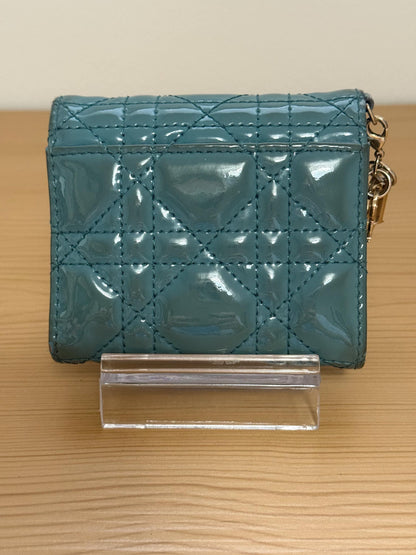 Christian Dior Cloud Blue Lady Dior Lotus Patent Leather Wallet