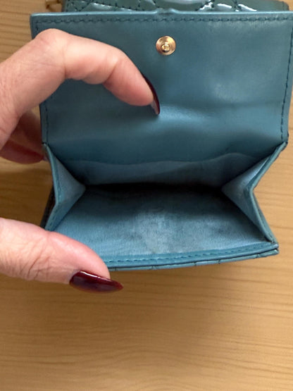 Christian Dior Cloud Blue Lady Dior Lotus Patent Leather Wallet
