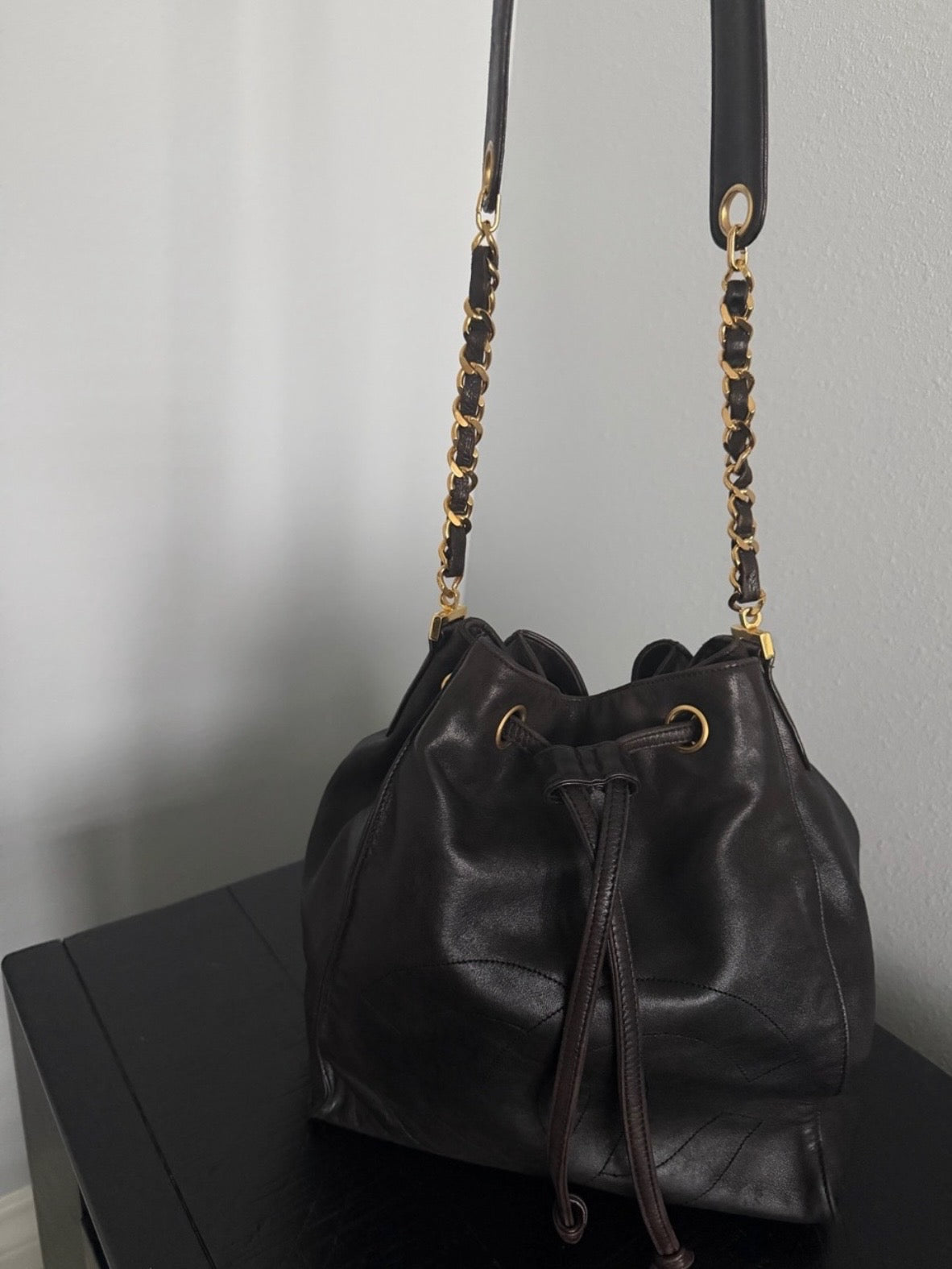 Chanel Mongolian Brown Lambskin Bucket Bag