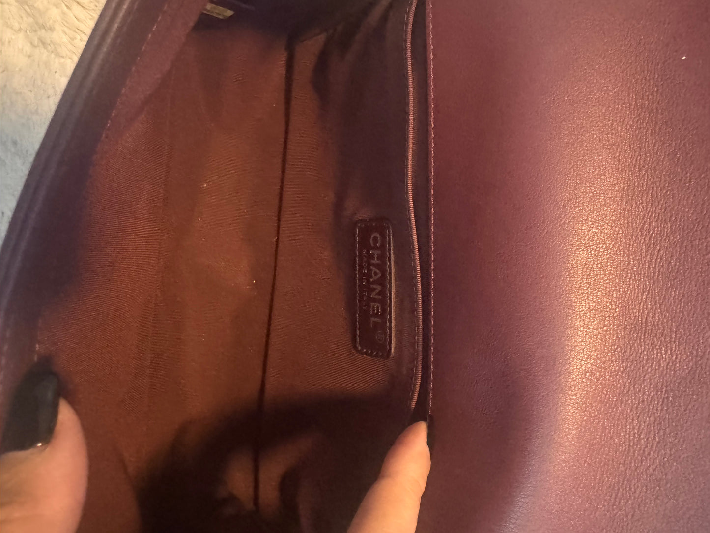 Chanel Velvet Tweed Quilted Medium Boy Flap Burgundy