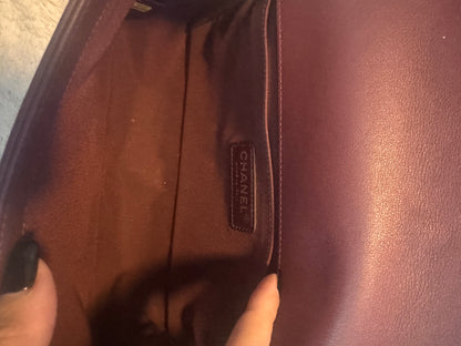 Chanel Velvet Tweed Quilted Medium Boy Flap Burgundy
