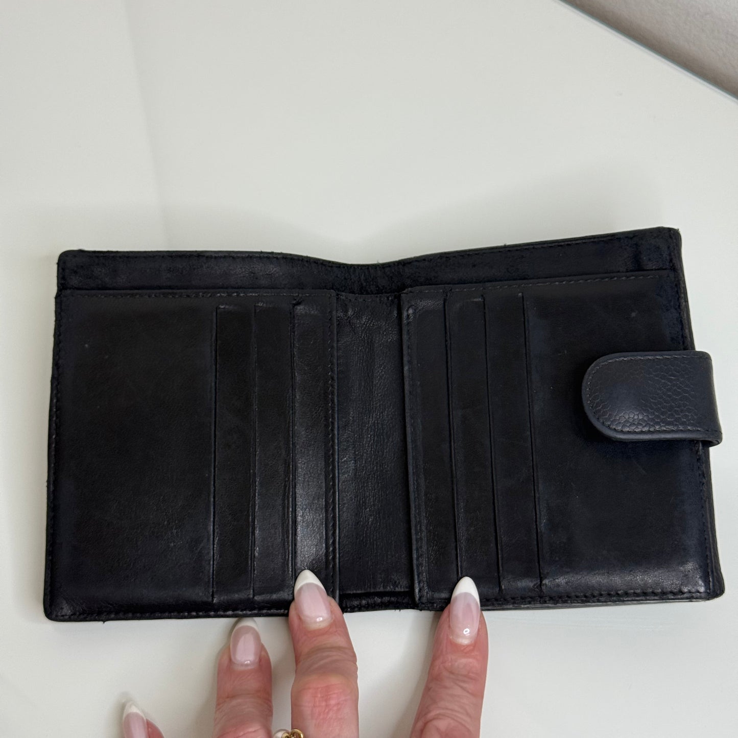 Chanel Black CC Compact Caviar Leather Wallet