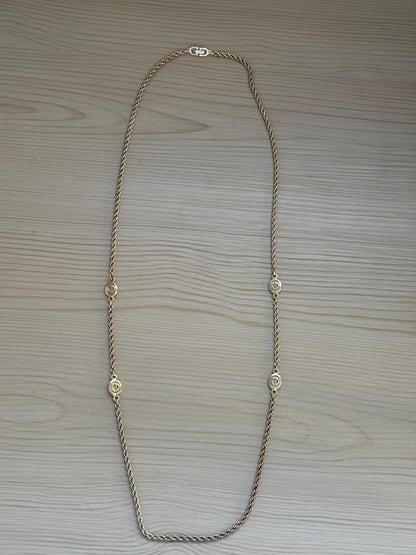 Christian Dior Vintage Gold CD Logo Rope Necklace