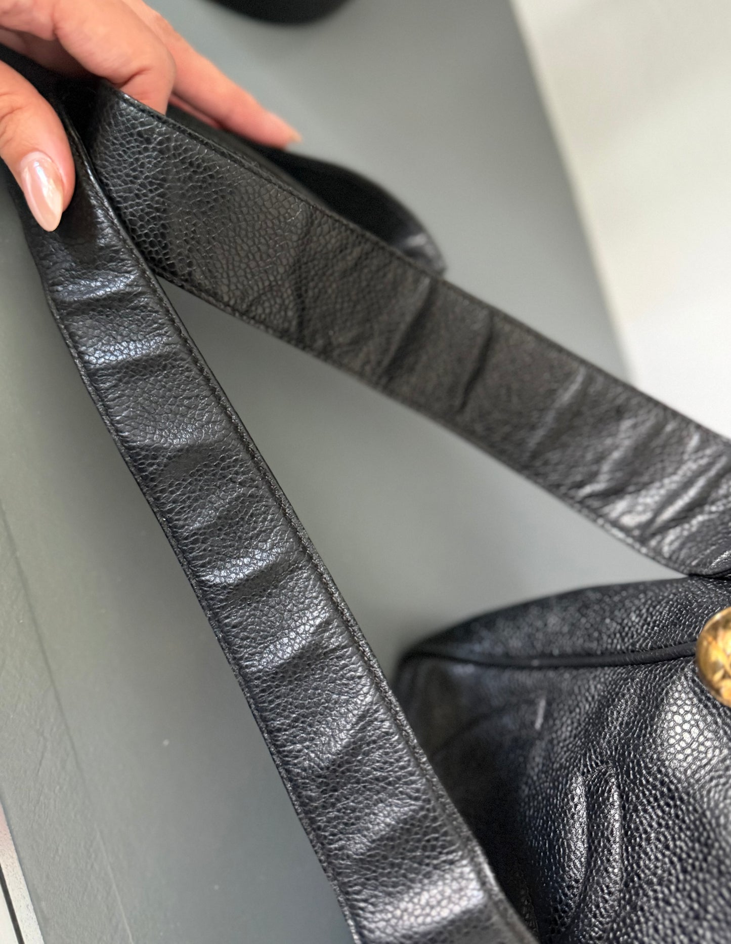 CHANEL Triple CC Black CaviarLeather Crossbody