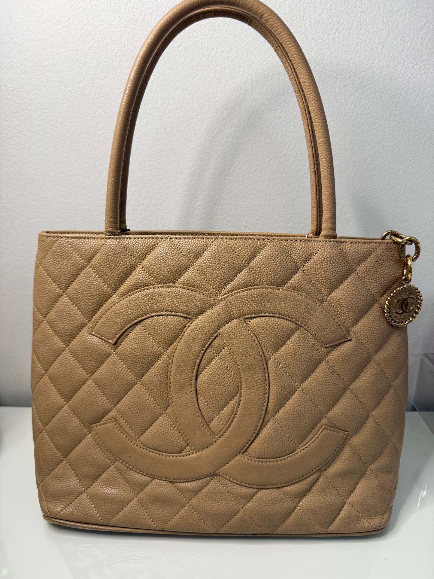 Chanel Beige Cavier Medallion Tote