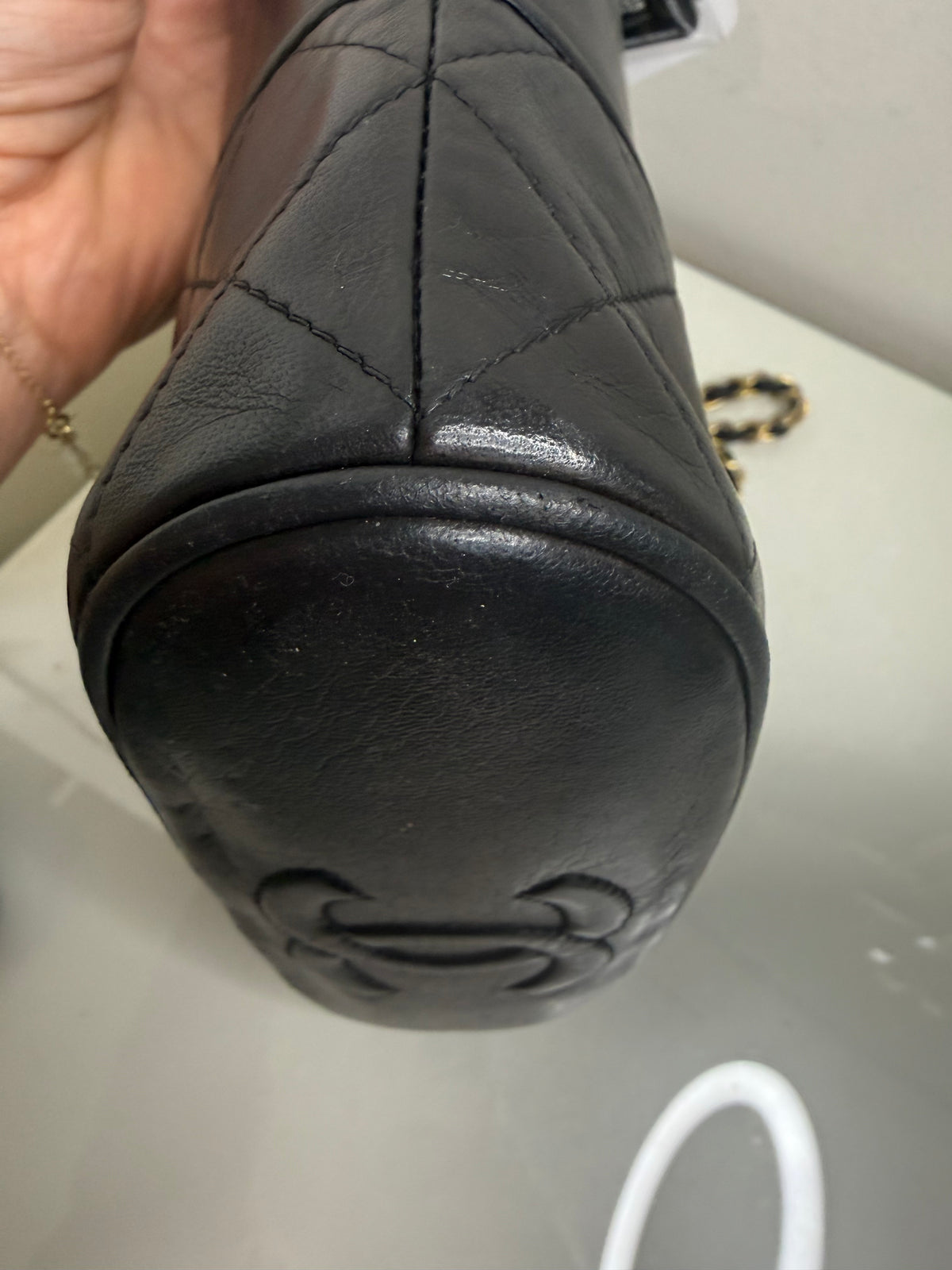 Chanel Vintage Black Lambskin Quilted CC Tassel Bucket Shoulder Bag
