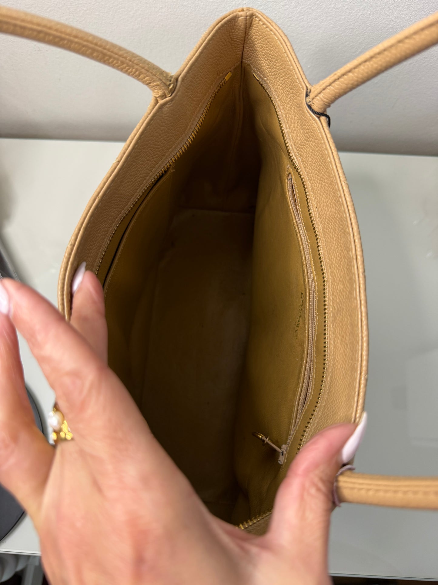 Chanel Beige Cavier Medallion Tote