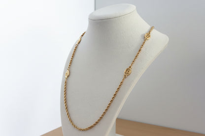 Christian Dior Vintage Gold CD Logo Rope Necklace