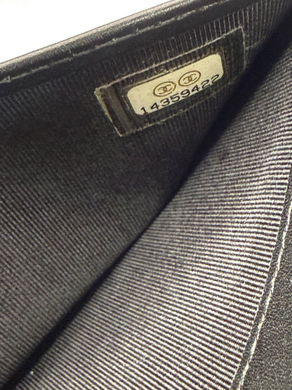Chanel Black Patent Leather Quilted Flap Wallet