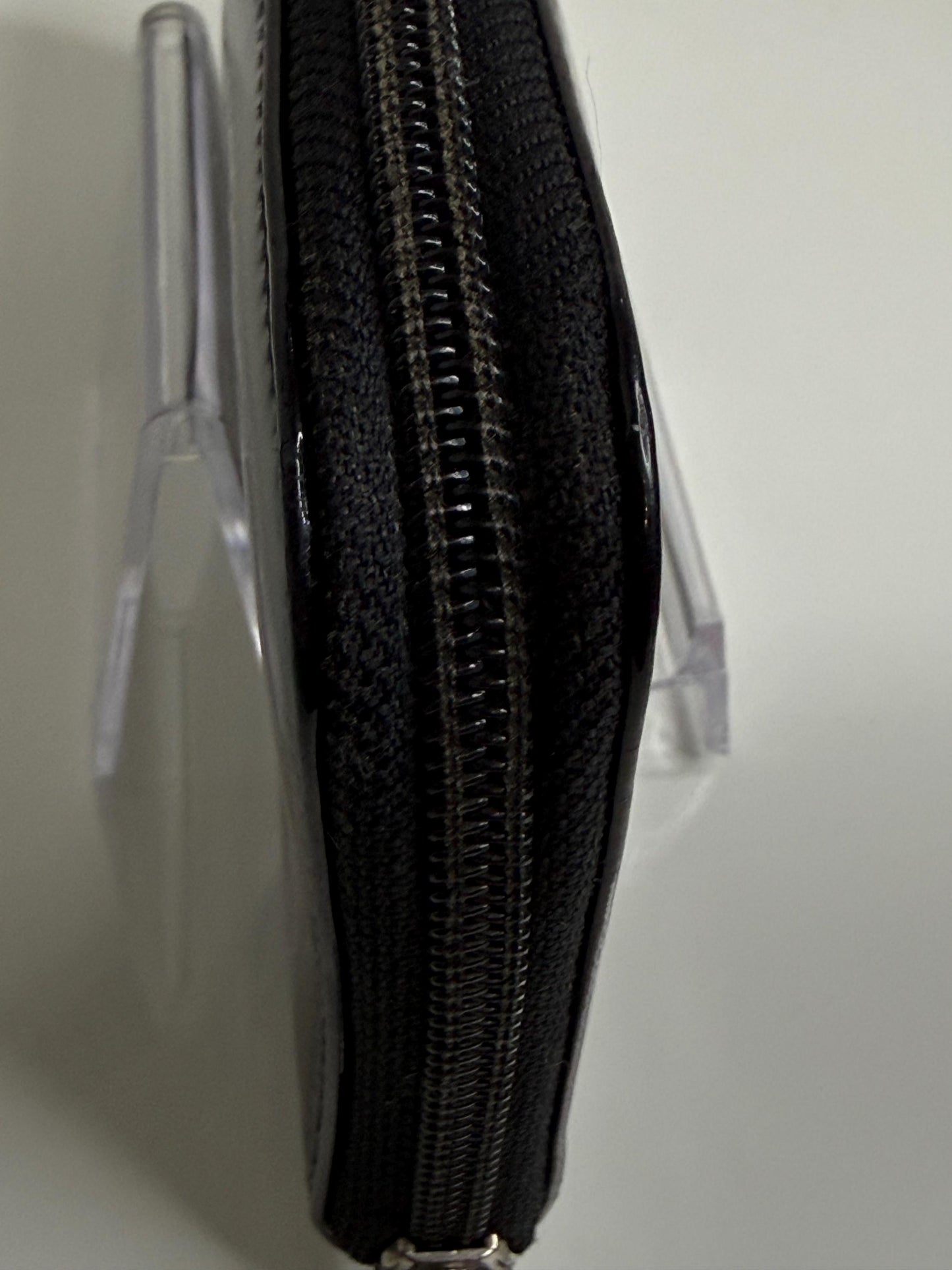 Chanel Black Patent Zipper Long Wallet with flowers