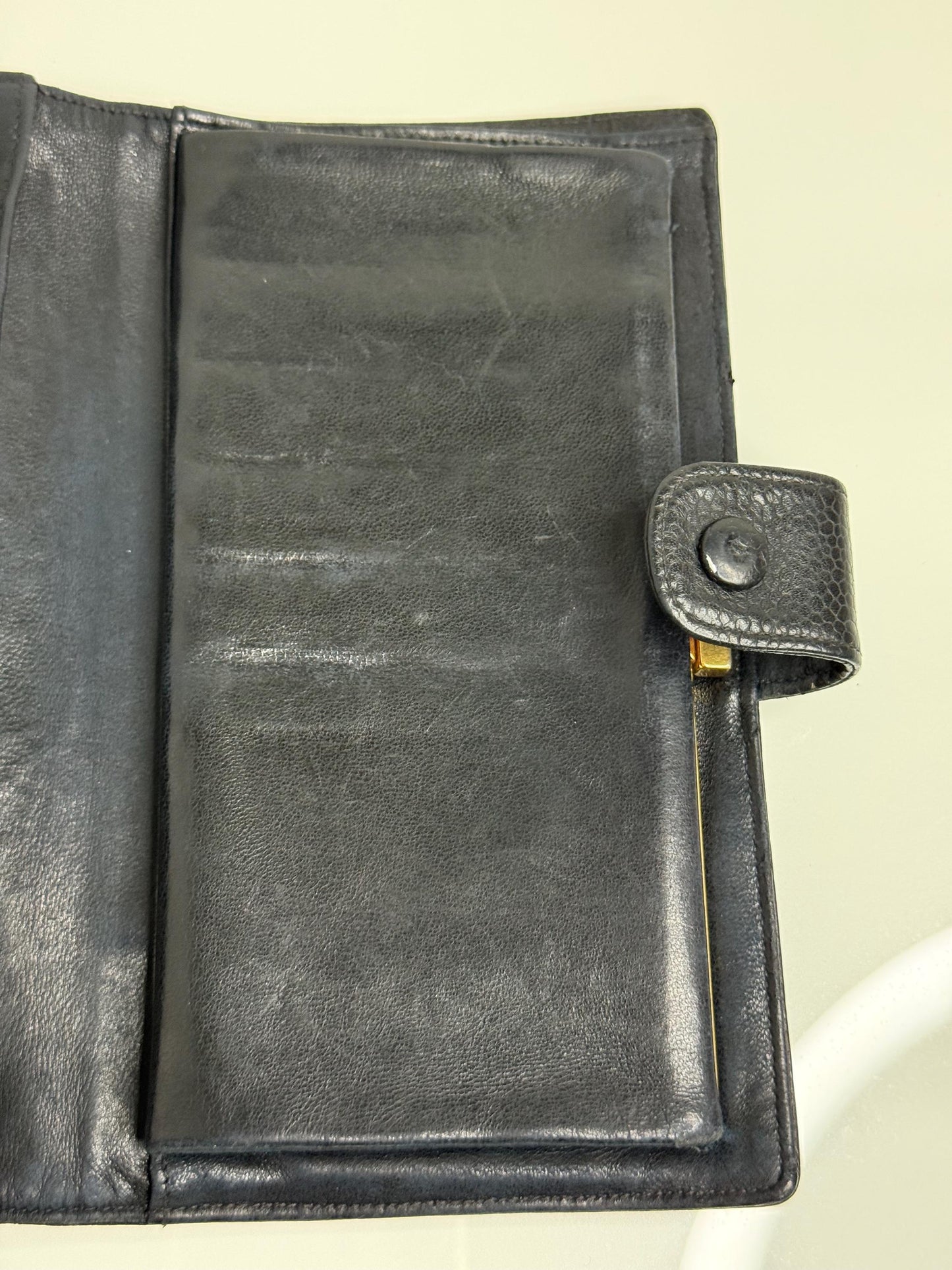 Chanel Coco Mark Black Caviar Leather Wallet