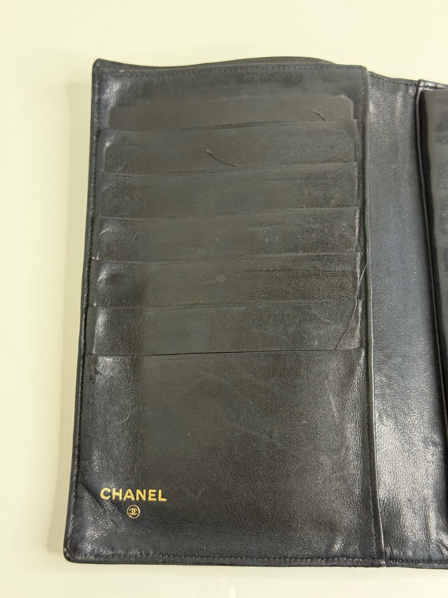Chanel Coco Mark Black Caviar Leather Wallet