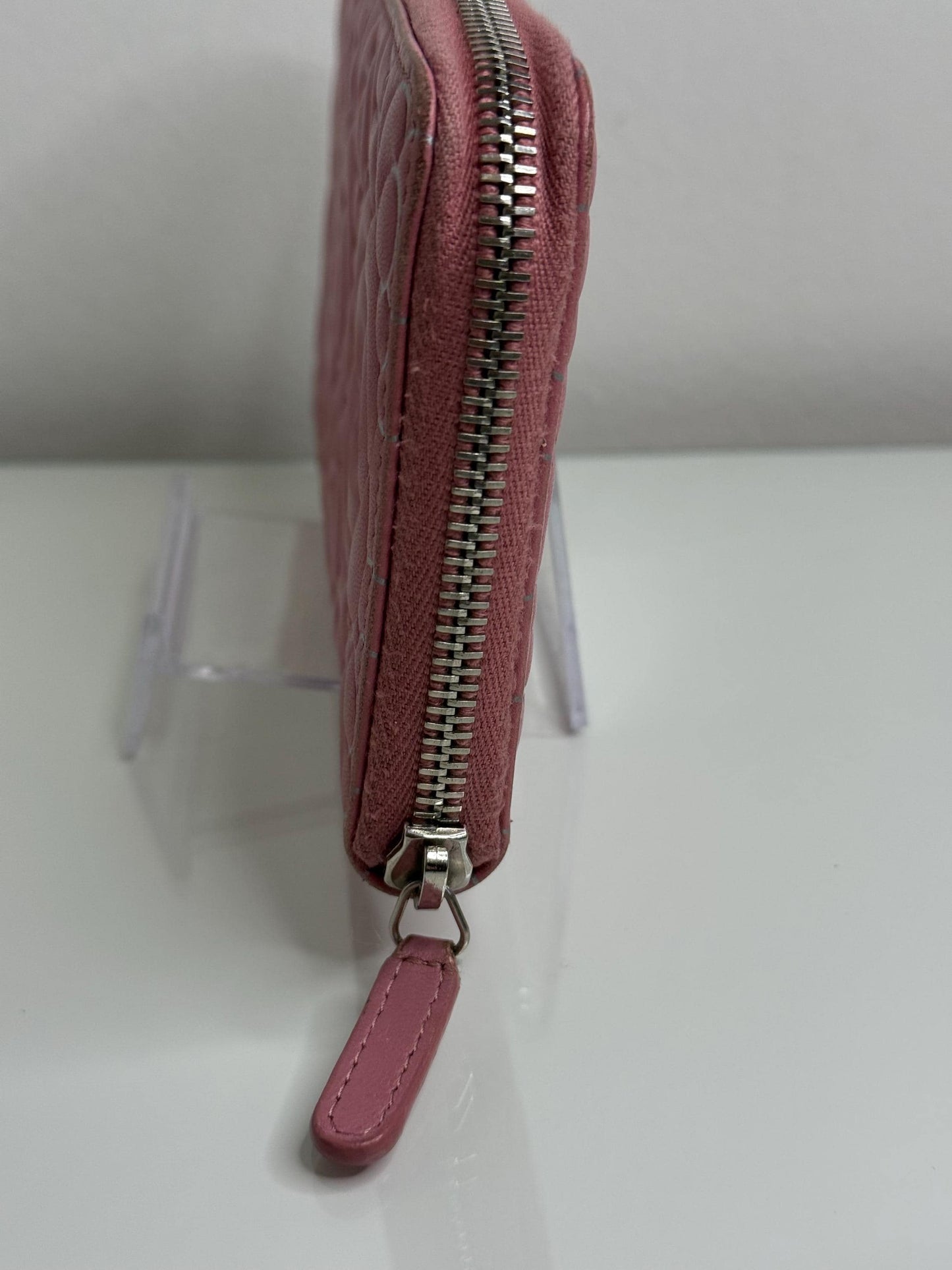 Chanel Pink Matelasse Embossed Lambskin Leather Zip Around Wallet