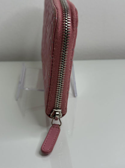 Chanel Pink Matelasse Embossed Lambskin Leather Zip Around Wallet