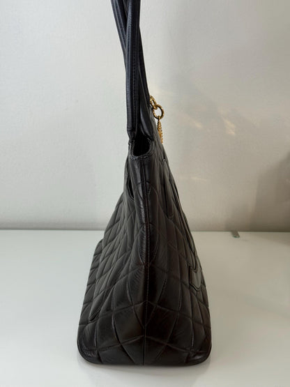 Chanel Vintage Timeless Medallion Black Lambskin Tote