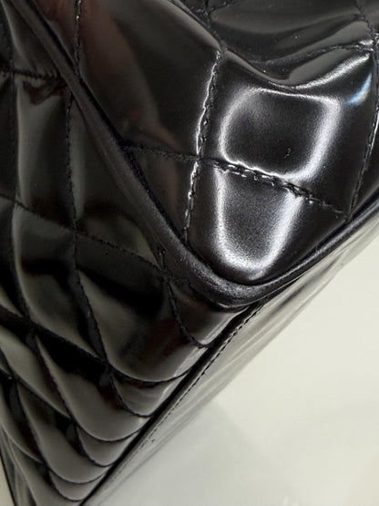 Chanel Black Patent Diamond Quilt Mini Tote Bag
