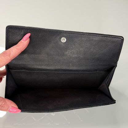 Chanel Black Patent Leather Quilted Flap Wallet