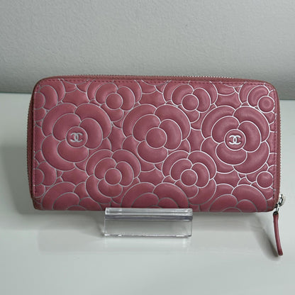 Chanel Pink Matelasse Embossed Lambskin Leather Zip Around Wallet
