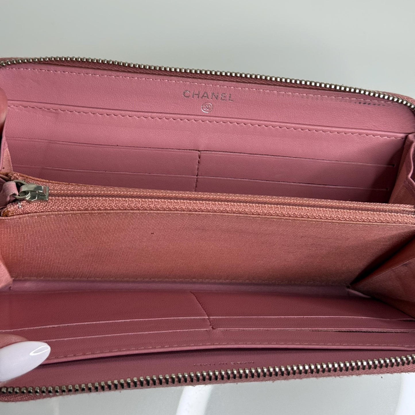 Chanel Pink Matelasse Embossed Lambskin Leather Zip Around Wallet