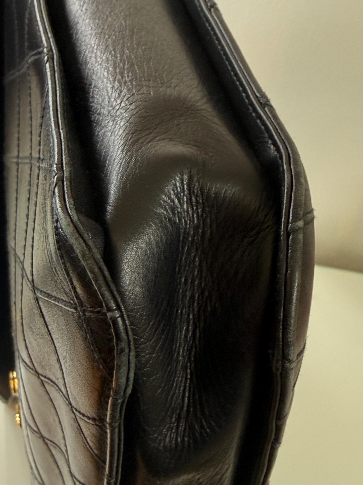 Chanel Vintage Black Quilted Lambskin Briefcase