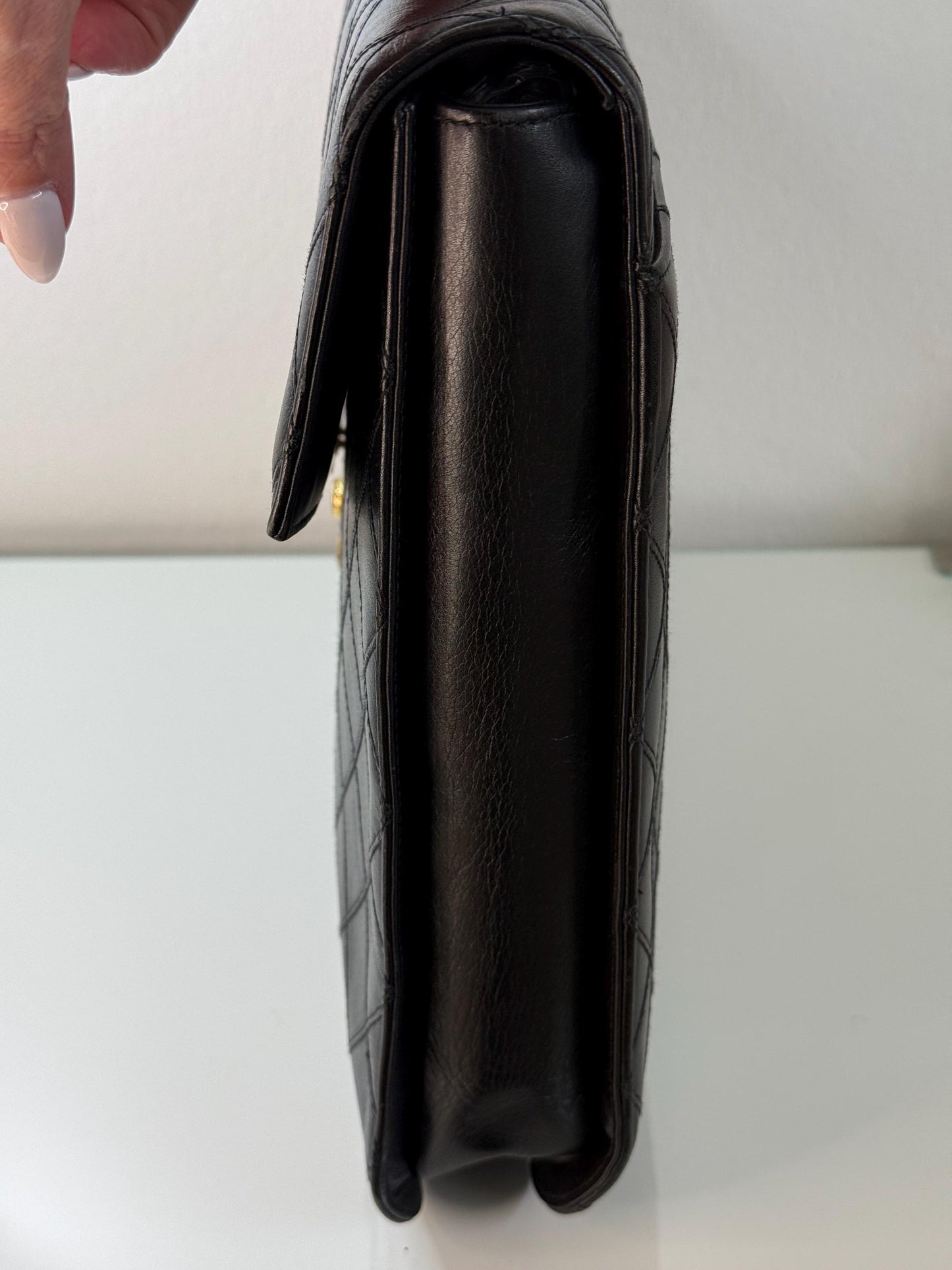 Chanel Vintage Black Quilted Lambskin Briefcase