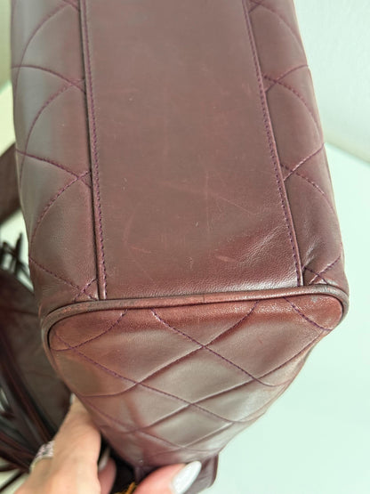 Chanel Vintage Burgundy Wine Quilted Lambskin Camera Bag  1986-1988