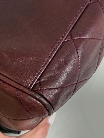 Chanel Vintage Burgundy Wine Quilted Lambskin Camera Bag  1986-1988