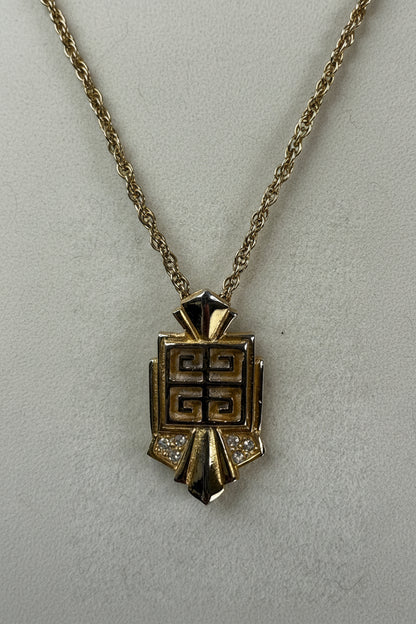 Givenchy Vintage Gold Plated Rhinestone 4G Necklace